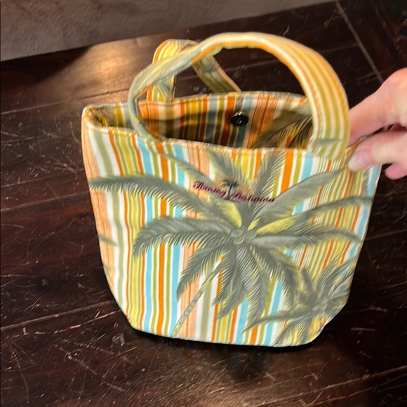 Tommy Bahama Orange and Yellow Tote Bag with Tropical Design - Picture 3 of 7